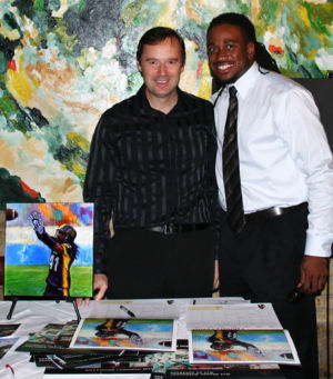 Sergey Malina with Jonathan Hood at Canadian Tire Jumpstart 'Art Meets Athletes' Event 